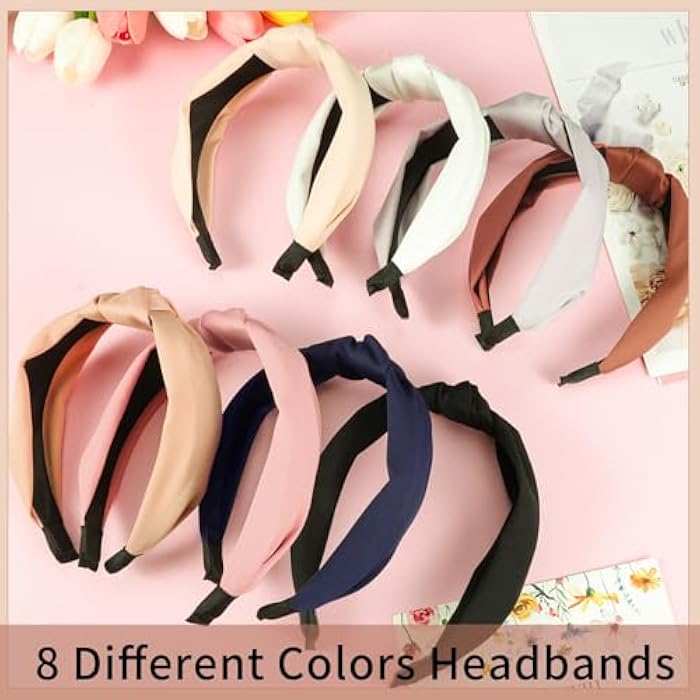 obeoby 8Pcs Headbands for Women, Fashion Knotted Headband Coffee Series Wide Hairband Hair Accessories Valentine Party Hair Accessories for Women Girls - Image 5